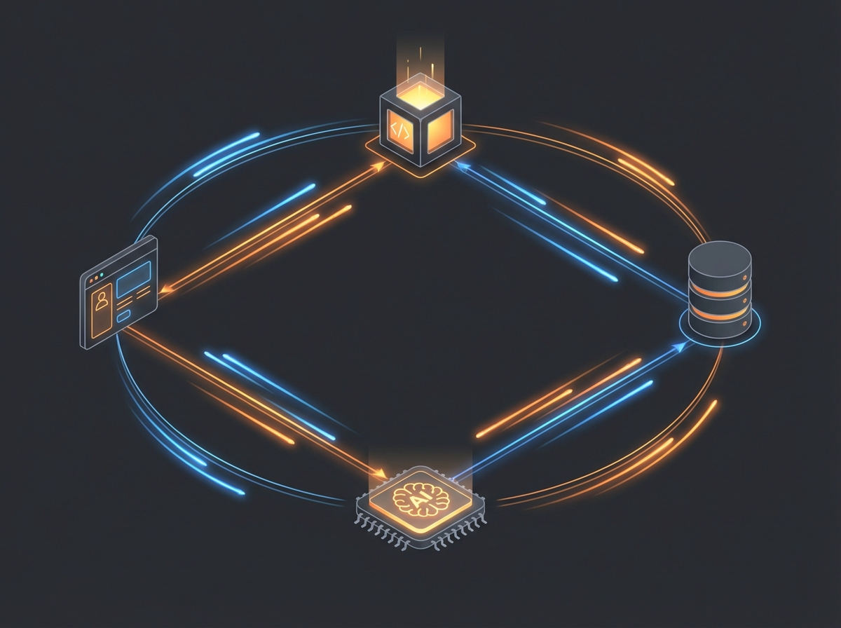 A visual representation of the serverless/edge architecture described in the post, showing the flow of data between components.