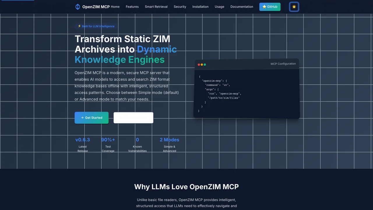 Screenshot of OpenZIM MCP Server